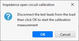 Impedance open circuit calibration prompt
