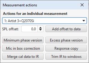 Measurement actions controls