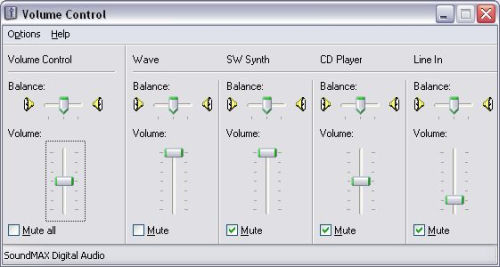 Windows XP Volume Control Playback Settings