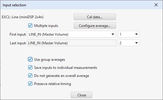 Measurement multi-input selection dialog