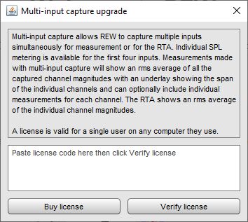 Multi-input capture license dialog