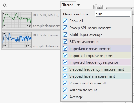 Measurement panel filters
