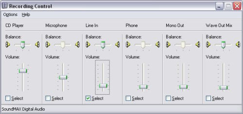 Windows XP Volume Control Record Settings
