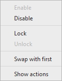Measurement Panel right click menu to enable, disable, lock, unlock or swap a measurement with the first